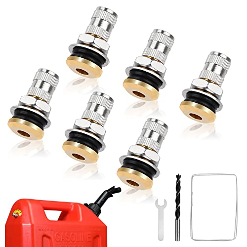 Gas Can Vent Caps | 6 Pack Fuel Gas Tank Vent Caps | Metal Gas Can Replacement Vent Plug | Leak-Proof Gas Jug Vent Caps| Tank Exhaust Caps for Faster Flow
