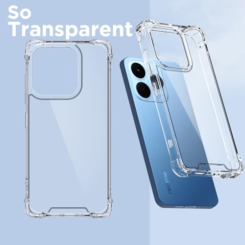 Image of Amazon Basics Back Cover for Realme 15T 5G / Realme Narzo 90 5G PC + TPU Clear Transparent Raised Edges Shockproof Protective Phone Bumper Case (Transparent)