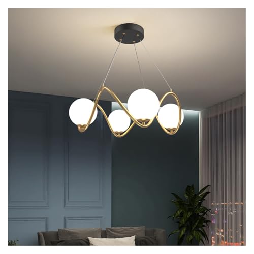 Décoration salon minimaliste avec la lampe en verre nordique MOCHAMIK or pour ambiance loft