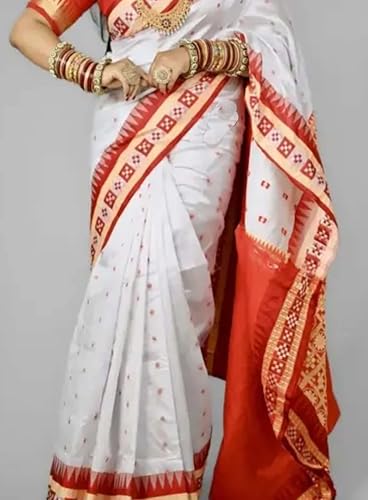 Generic red sambalpuri silk saree – image 2