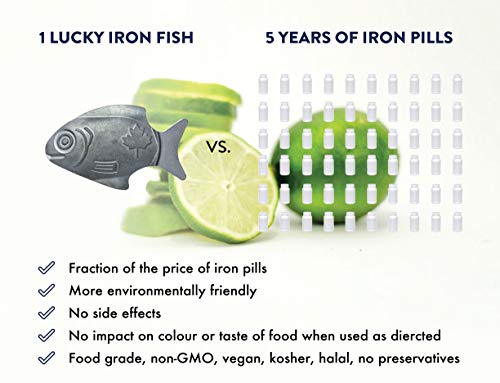 Lucky Iron Fish, A Natural Source of Iron and 4oz Natural Protection Oil - A Cooking Tool to Add Iron to Food and Water, An Iron Supplement Alternative – Apply Oil to Your Fish to Prevent Rust