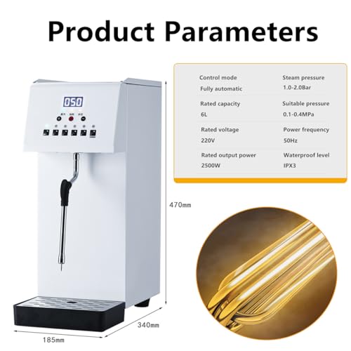 Espumador de leche comercial y de caldera con vaporizador y pantalla LED para una preparación eficiente de bebidas en cafeterías y restaurantes.
