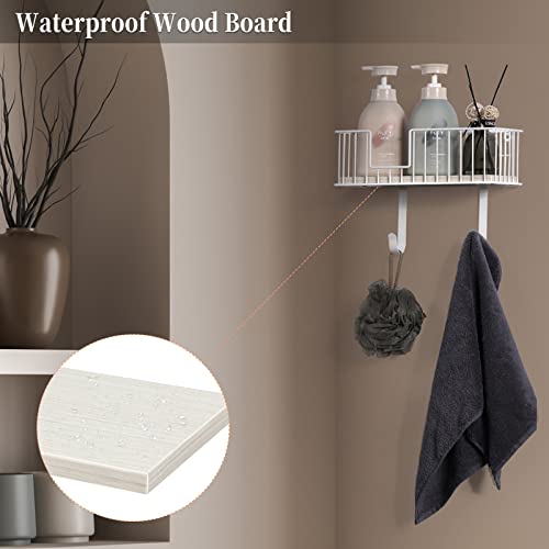 White Iron Board Hanger Wall Mount Ironing Board Holder For T And Y Leg Metal Iron Hanger Shelf With Wood Storage Basket & Hooks Laundry Room Iron Accessories Organizer Rack For Iron And Ironing Board #TOP4
