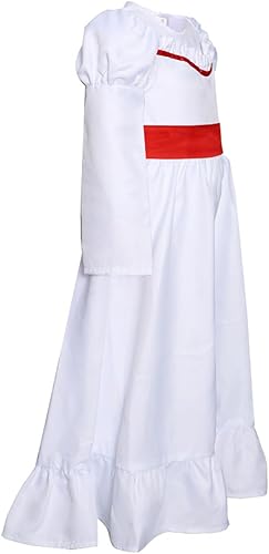 Miniatura 4 de Disfraz de Annabelle de la película de terror para adultos y niños, vestido blanco para cosplay de Anna con cintura, peluca de Annabelle, trajes de