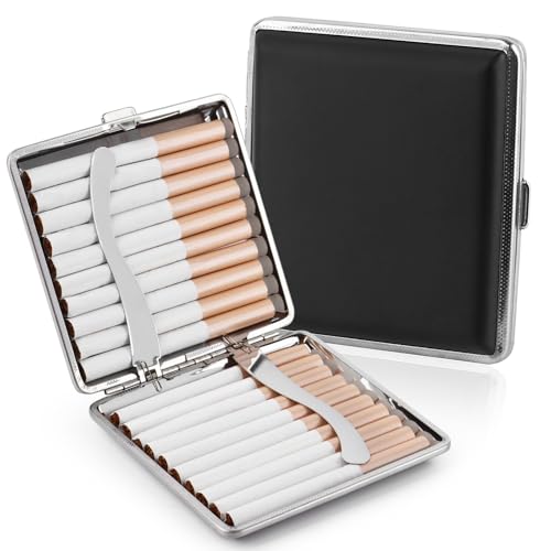 Boîte à Cigarettes pouvant Contenir 20 Cigarettes, Boite a Cigarettes Homme, Boîte à Cigarettes avec Clip, Etui Cigarette en Métal Noir