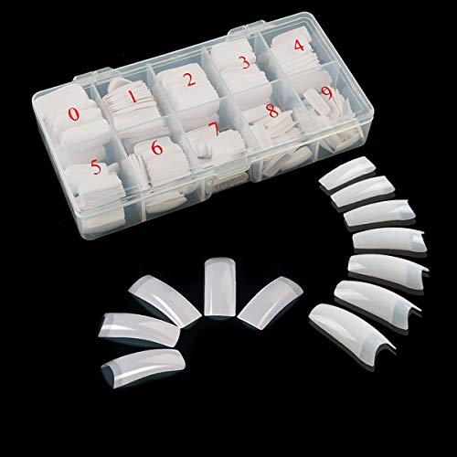 Nail Tips for Acrylic Nails, Ksndurn 500 Pcs False Nails with Glue, Natural French Fake Nails - Acrylic Half Cover French Fake Nails, DIY Nail Art at Home with Gift