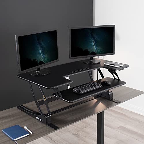 VIVO 42" Electric Standing Desk Converter with Dual-Platform Tray — view 2