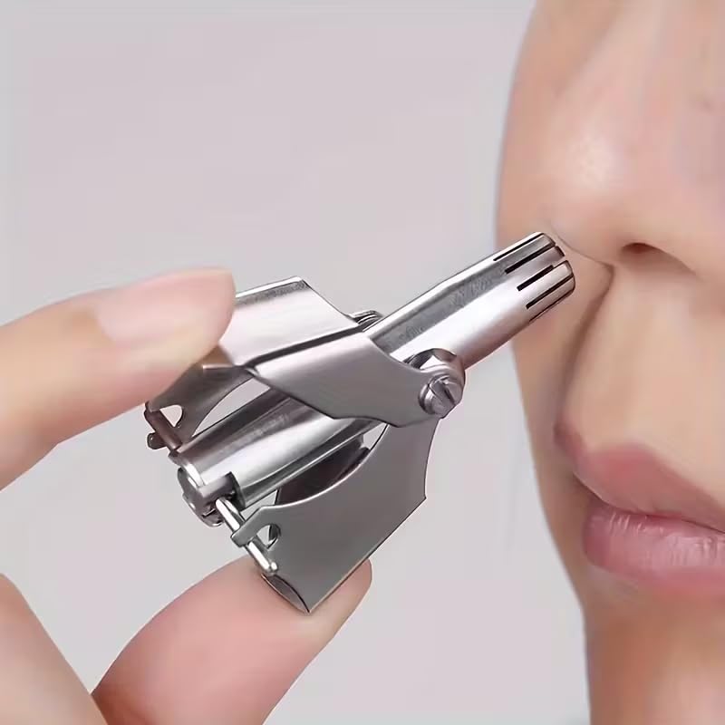 Stainless Steel Nose Hair Trimmer for Men Women Manual Small Round Head Ear Nose Hair Cutter No Battery