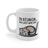 Teecustom Tasse En Réunion avec Mon Chat – Cadeau Télétravail...