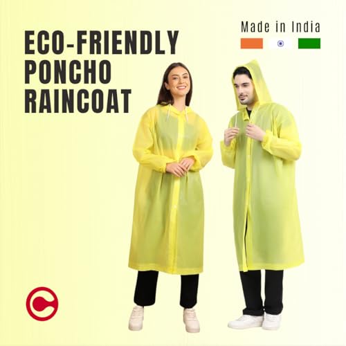 Image of Citizen Eco-Friendly EVA Poncho Raincoat for Men & Women, Lightweight Waterproof Coat with Hood, Adjustable Drawstring, Button Closure Outdoor Rainwear