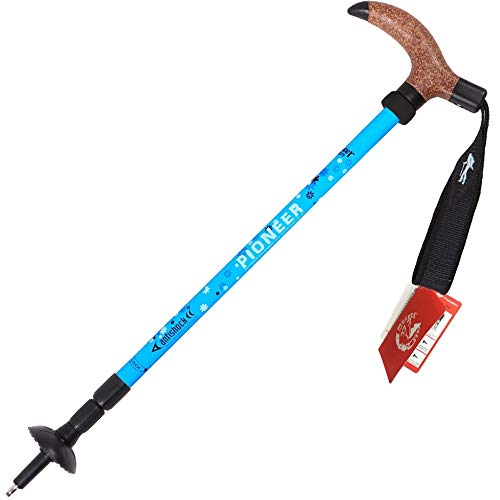 Bastón de trekking anti-shock con mango de corcho ergonómico MU azul 2