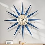HAOWANJP Mid Century Modern Wall Clock 24 in Starburst Big Wall Clock Silent Non-Ticking Metal Decor