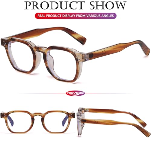 Image of AIEYEZO Retro Blue Light Glasses for Men Women Square Thick Framed Eyeglasses Trendy Vintage Computer Glasses