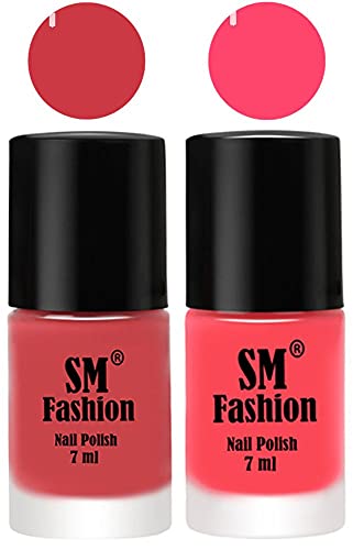 Image of Long Lasting Nail Polish | Nail Paint Combo 7 ml Each) - Set of 2 Punch Pink-Pink