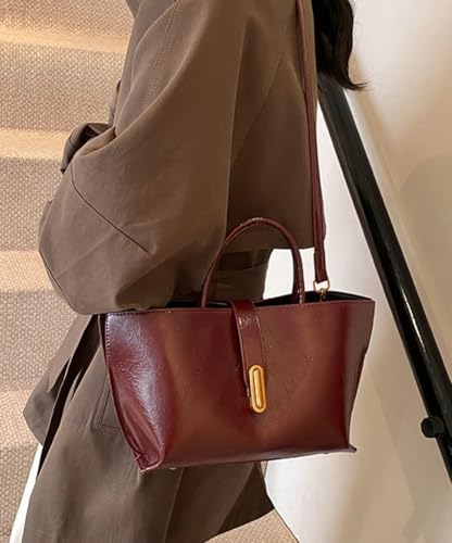 Tote Bag Soft Top Handle Handbag for Women Vegan Leather Shoulder Purse Vintage Handbag Crossbody Bag for Work Travel2