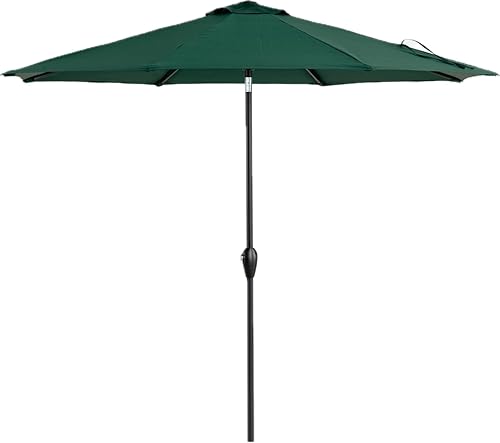 Miniatura 19 de Tempera Sombrillas de patio a rayas para exteriores, con manivela y botón de inclinación, inclinación automática, 8 varillas de acero, toldo de alta