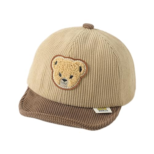 Baby Peaked Embroidered Bear Hat Cartoon Curved Brim Hat Baseball Hat Infant Duck Tongue for Boy Girl 6-24Months Children's Autumn and Winter Cute Bear Cap