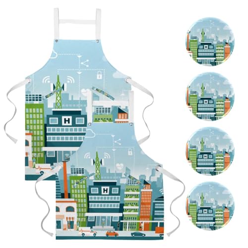 Tablier pour nettoyage de la maison et travail en cuisine avec motif imprimé
