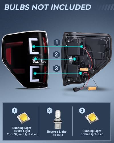 Image of Nilight Taillight Assembly for 2009-2014 Ford F150 Styleside Pair