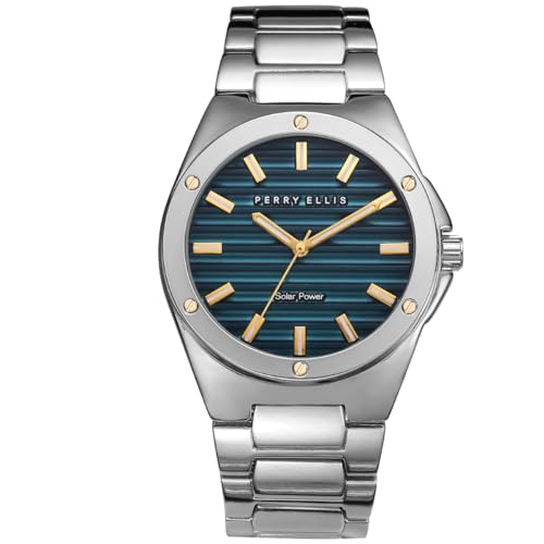 Perry Ellis Solar Powered Mens Watch | Alloy Bracelet | Water-Resistant Analog Wrist Watches for Men...