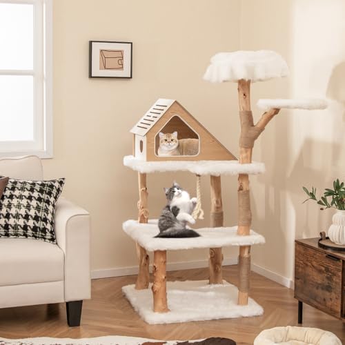 Árbol para Gatos de Madera Maciza Tangkula 60 pulgadas miniatura 3
