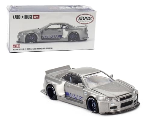 Diecast Model Car Compatible with Kaido House x Mini GT 1:64 Nissan Skyline GT-R (R34) Kaido Works Shinjuku V1 Limited Edition KHMG143