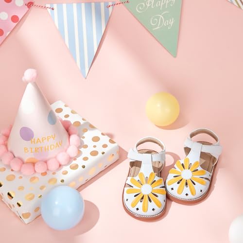 Image of Kolan Toddler Girl Sandals Open Toe Flat Princess Dress Shoes Little Kids