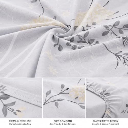 Image of King Size Fitted Bedsheet 100 x 108 Inch | Elastic Edge Mattress Sheet for King Bed | Stay-in-Place Bedding Solution | Smooth Finish Bed Linen for Modern Homes (Grey)