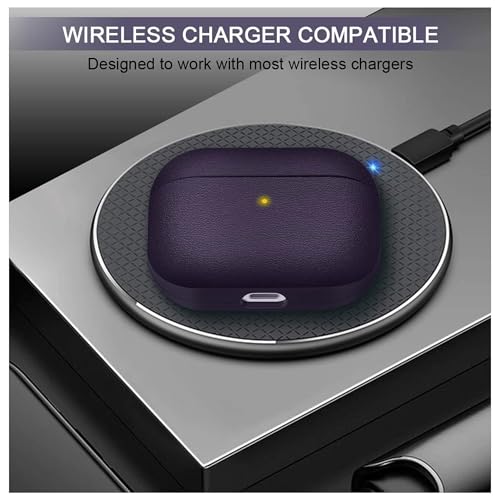 Image of YODI Case Cover for Airpods Pro|Pro 2|Airpods Pro 3|Airpods 4 Pouch, Silicone Cases with Cleaner Kit 360 Drop Protection,Shock-Resistant ((Leather-Purple), Airpods Pro 3 (2025))