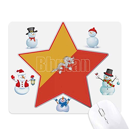 Tapis de souris Bhoutan avec motif bonhomme de neige de Noël pour bureau
