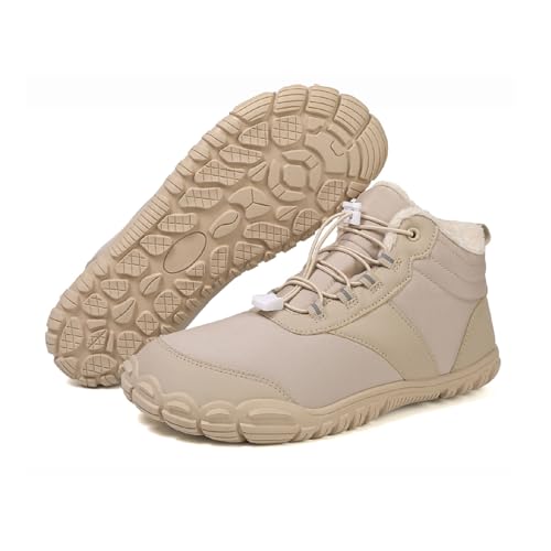 Image of Men's Women's Winter Barefoot Hiking Boots, Slip On Warm Zero Drop Snow Boots, Wide Toe Box Booties, Waterproof Shoes Sneakers Hike Shoes for Hiking Walking Outdoor Unisex