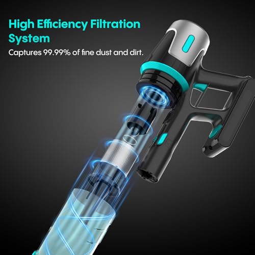 Image of Bagotte Cordless Vacuum Cleaner,65KPa 65Mins Stick Vacuum with Self-Standing,Anti-Tangle Touch Screen LED Display, Detachable Battery Pack, Rechargeable Vacuum Cleaners for Home /Carpet /Pet Hair