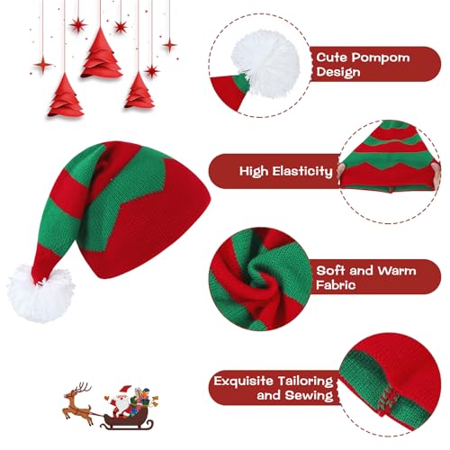 Century Star Baby Santa Hat Toddler Kids Christmas Hat Knit Infant Xmas Beanie Warm Elf Long Tail Boy Girls Santa Beanie2