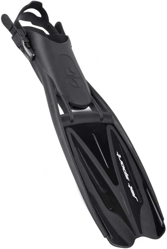 ScubaPro Jet Sport Fins, Scuba Pro Diving Fin, Black Blue - Medium (8-10)