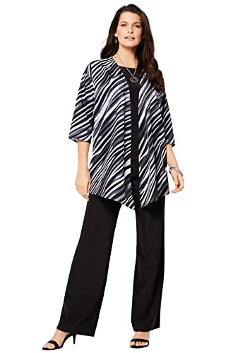 Roaman's Women's Plus Size Three Piece Pant Suit