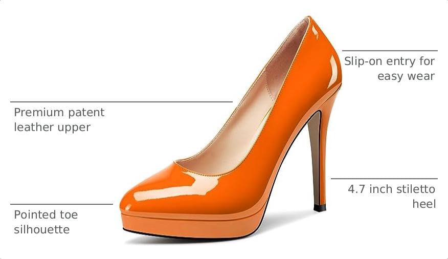 Image of Castamere Womens High Heels Platform Pumps Slip-on Stilettos 12CM Heel Office Dress Shoes