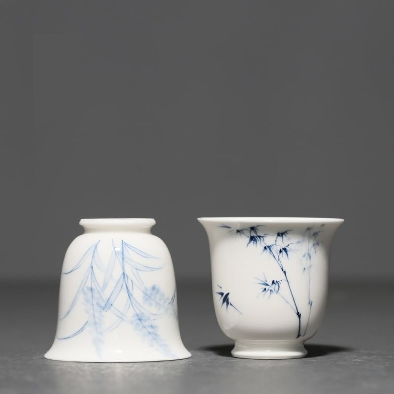 Matcha-Becher Weiße Porzellan handbemalte Teetasse blau und weiß Keramik Host Cup Home einfache Teetasse Einzeltasse Reise Kaffeetasse Teeservice Tee-Ei Becher(B)