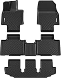 Floor Mats for 2020-2025 Toyota Highlander Fits W/ 2nd Row Bench or Bucket Seats w/Center Console, Anti Skid Heavy Duty Waterproof Floor Liners Black Full Set