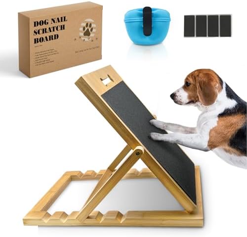 Solid Bamboo Dog Nail Scratch Board – 5 Adjustable Angles for Tri...