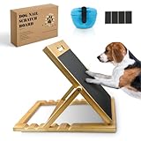 Solid Bamboo Dog Nail Scratch Board – 5 Adjustable Angles for Trimming & Filing – Includes Clip-On Silicone Treat Pouch for Training