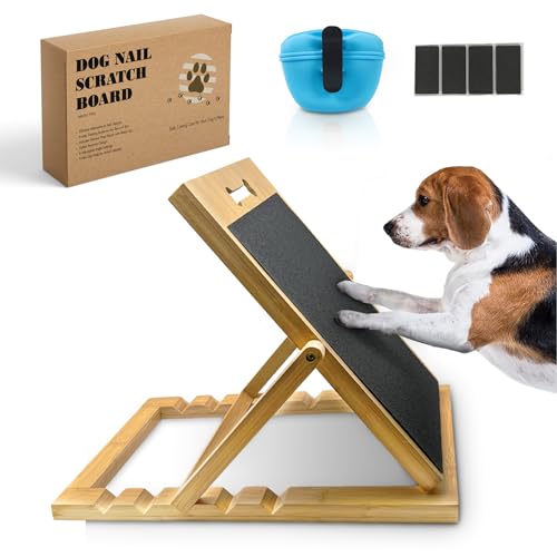 Solid Bamboo Dog Nail Scratch Board – 5 Adjustable Angles for Tri...