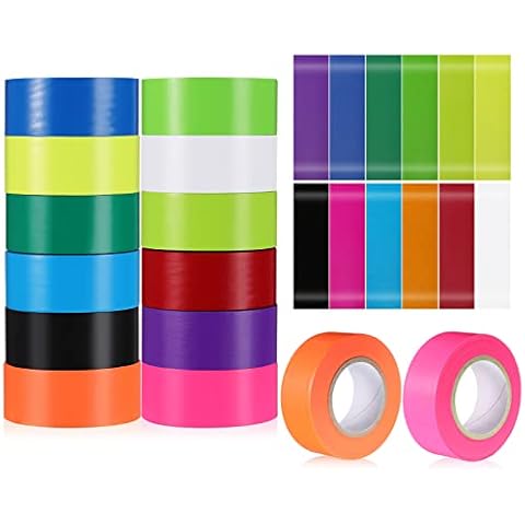 Epakh 12 Rolls Flagging Tape Multipurpose Neon Marking 1 Inch Wide Non-Adhesive for Boundaries and Hazardous Areas, Home Workplace Use Assorted Colors (Multiple Colors) Cover