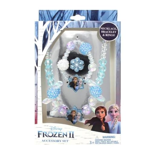 LUV HER Frozen 2 Girls 3 Piece Princess Toy Jewelry Box Set with Blue Bead Necklace, Bracelet and Ring - Play Accessories - Ages 3+