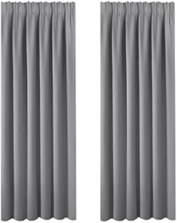 BellaHills Super Soft Thermal Insulated Window Treatment Pencil Pleat Top Blackout Curtains for Livingroom with Two Matching Tie Backs 66 x 90 Drop Inch Grey 2 Panels