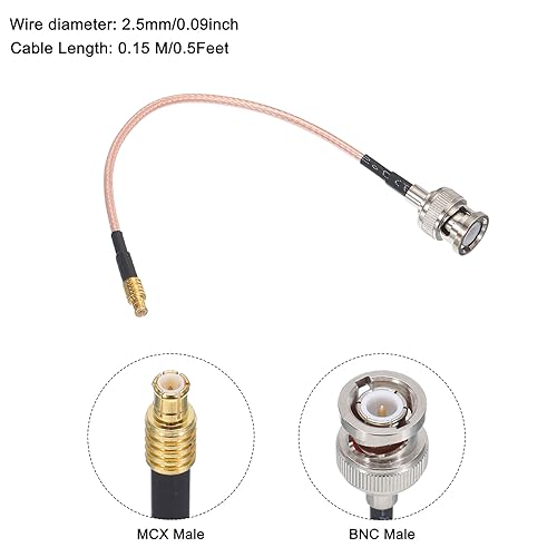 Uxcell 2Pcs 0.5FT/15cm RG316 Coaxial Cables BNC Male to MCX Male with Adapter Low Loss RF Coaxial Cable Orange - Image 2