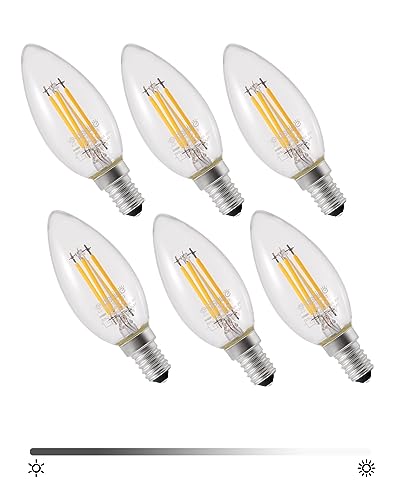 EDISHINE Ampoule E14 Dimmable en Continu, 4,8 W Équivalent 50 W, 420 LM, Ampoule LED E14 Blanc Chaud 2700K, Ampoule Filament avec Petit Culot à Vis Edison en Forme de Bougie C35, Lot de 6