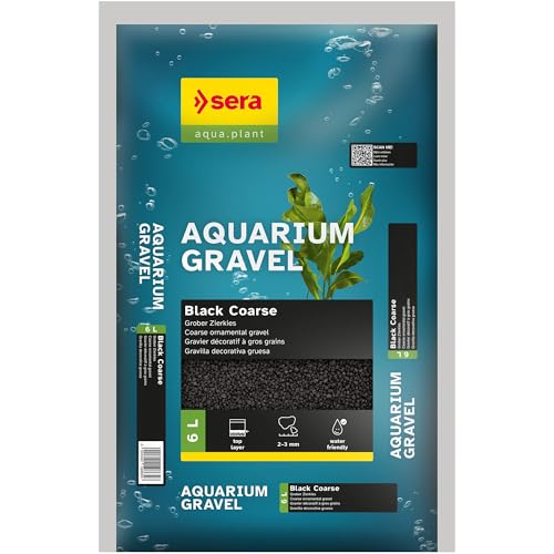 SERA Aquarium Gravel Black Coarse 6 L | Sustrat pour Aquariums d’Eau Douce| pour Poissons, Silures et Crevettes | Aspect Naturel