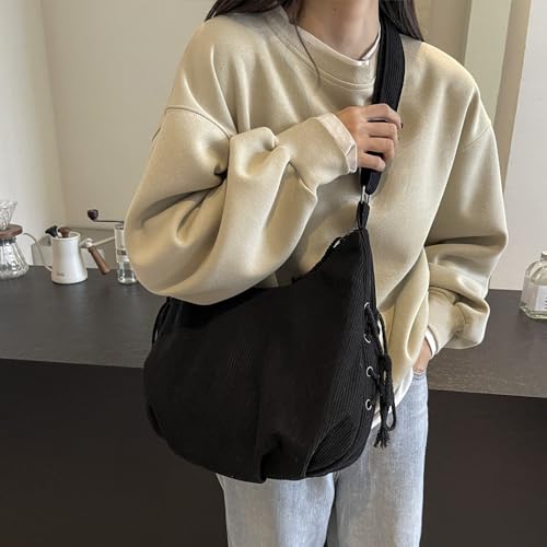 Image of MYHOZEE Canvas Tote Bag, Large Hobo Bags for Women Aesthetic Shoulder Purses Cute Simple Crossbody Purse