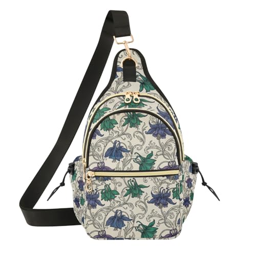 Sac à bandoulière femme running et randonnée fleurs violettes