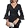 Vafoly Tunika Schwarz Damen Elegant: Blusenshirt Frauen 3/4 Arm Glockenärmel Bluse für Damen Herbst Oufit Oberteile V-Ausschnitt Pailletten Glitter Party Mode 2025 Schwarz XXL